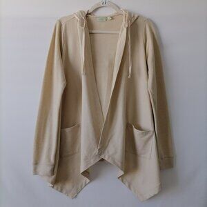 Logo Lounge Womens Beige Long Sleeve Open Front Hooded Shrugs Sweater Size Small